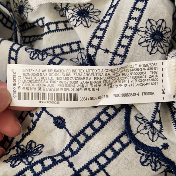 Zara Women’s Crop Top Blouse Navy Blue & White - Picture 5 of 11